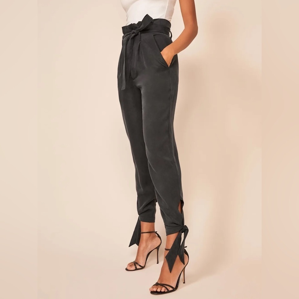 REFORMATION Avalon Tie Cuff Paperbag Waist Trousers